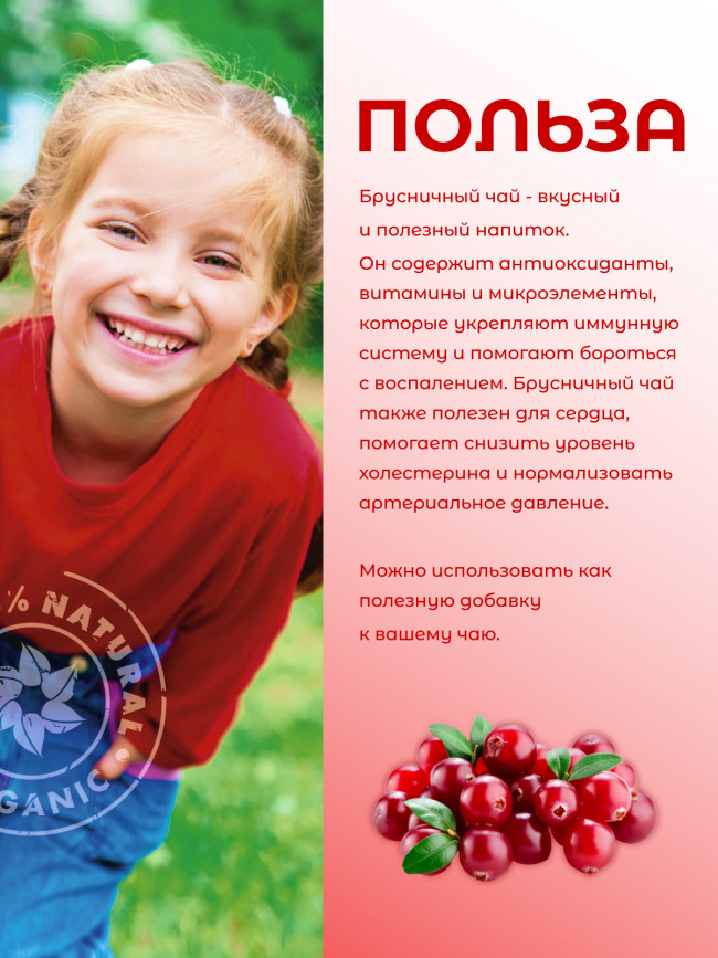 Натуральный ягодный чай "Брусничный" в фильтр-пакетах, набор 3 штуки Натуральный ягодный чай "Брусничный" в фильтр-пакетах, набор 3 штуки