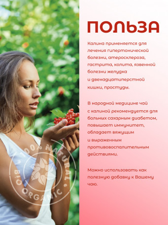 Натуральный ягодный чай "Калина" в фильтр-пакетах, набор 3 штуки