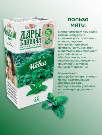 Натуральный травяной чай "Мята" №20 в фильтр-пакетах. Дары Байкала